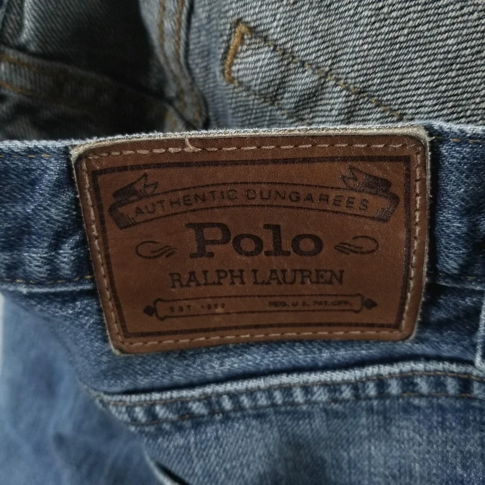 Polo Ralph Lauren Jeans Mens 36x32‎ Blue Classic Straight Light Wash Distressed